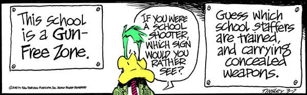 School gun signs cartoon