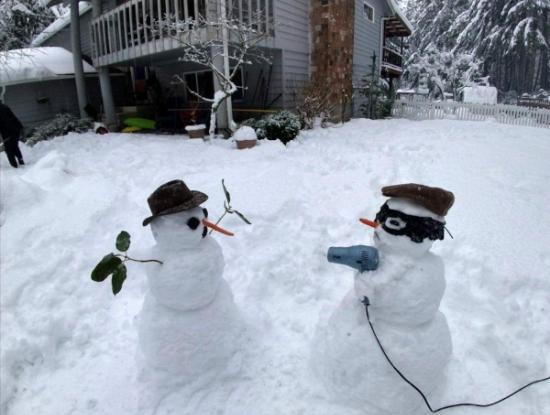 snowman hairdryer stickup
