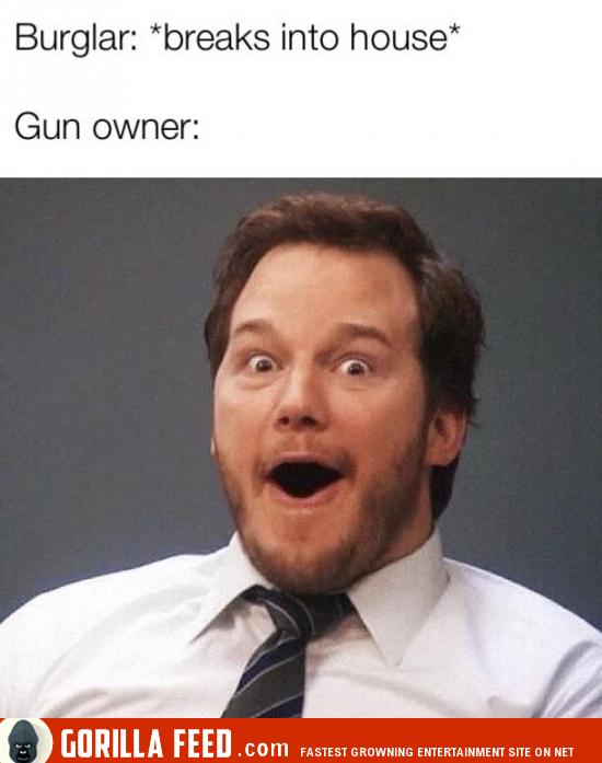 burglar breaks into house of gun owner