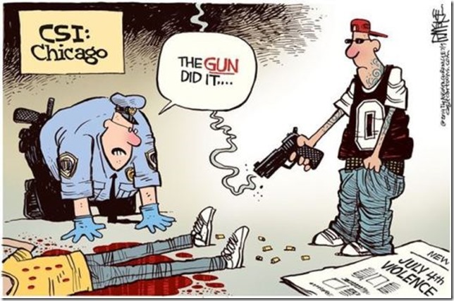 The gun did it.