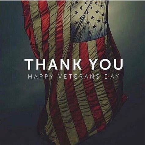 An American flag with the text "Thank You, Happy Veterans Day" overlayed on it.